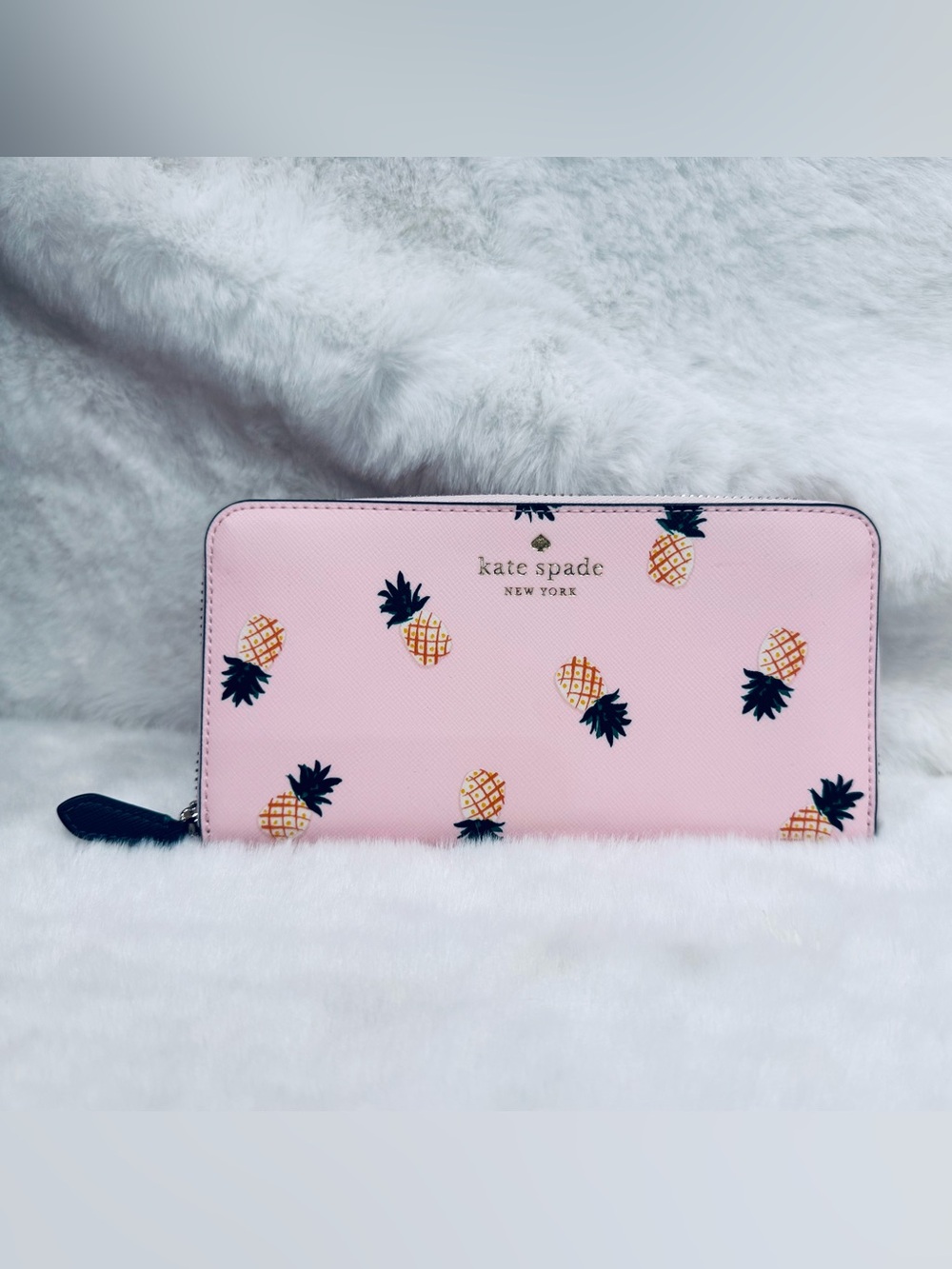 Kate Spade ♠️ pink pineapple wallet print zip-around continental NWT